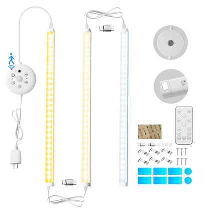 LED Cabinet Light Bars Motion Sensor Dimmable Lights Kitchen Closet Shelf - color: White