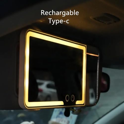 Universal Car Sun Visor Vanity Mirror with LED Lights & Magnifying