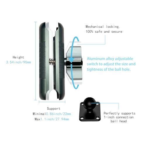 Double Socket Arm Aluminum Compatible with RAM Mounts B Size 1" Ball Components for Bike/Motorcycle/ATV Phone Mount, Car Phone Holder, Dashboard Phone Mount Arm, (Emeralds Medium Arm) - size: Medium Arm-Emeralds