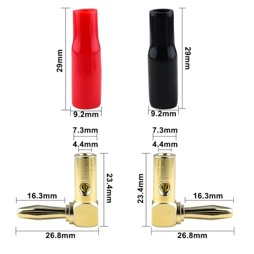 90 Degree Banana Plugs for Speaker Wire, Dual Screw, 4mm, 10-Pack - color: 4mm Speaker Banana Plugs