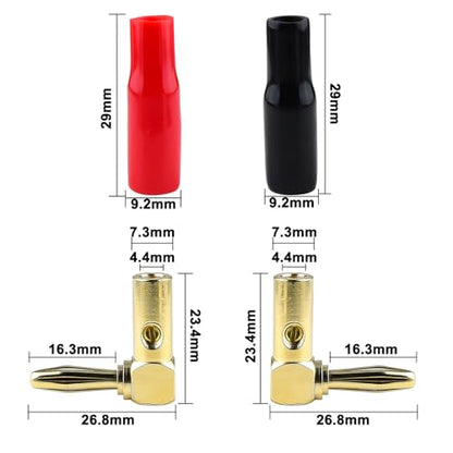 90 Degree Banana Plugs for Speaker Wire, Dual Screw, 4mm, 10-Pack - color: 4mm Speaker Banana Plugs