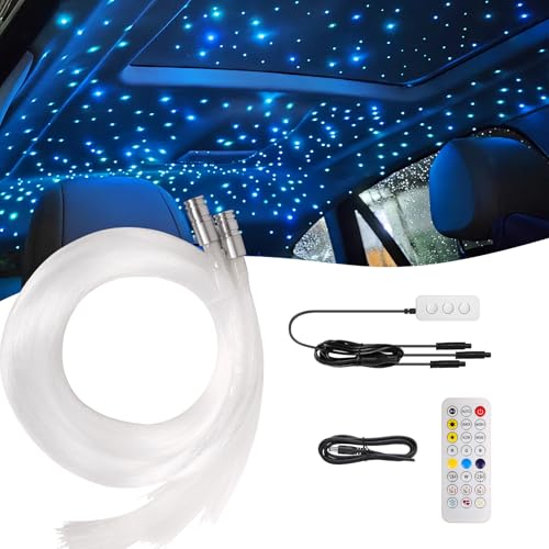 Split Headliner Star Light Kit, 450pcs Ceiling Fiber Optic Lights APP/Remote Control Music Mode RGBW Sound Activated Easy to Hide for Car Roof Home Ceiling Lights - size: 450pcs of 4.9ft(0.02+0.03in)