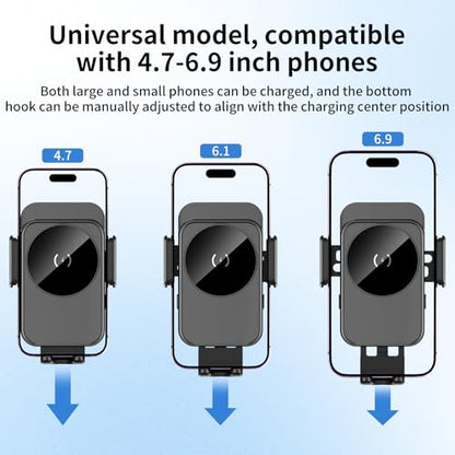 Cup Holder Phone Holder, 15W Wireless Car Charger Holder Fast Charging - color: Black