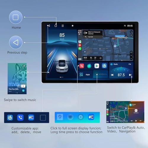 Junsun 13.1 inch Car Radio Stereo for Jeep Wrangler JK Compass Dodge Ram Built-in Carplay Android Auto,Android 12 Head Unit 2G RAM 32GROM with DSP WiFi GPS Navigation Bluetooth SWC