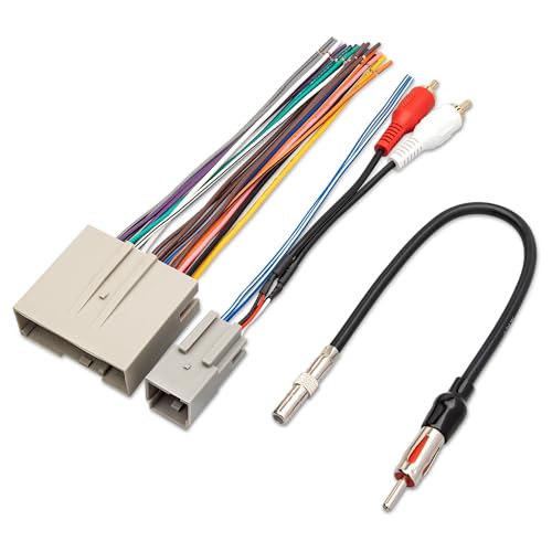 RED WOLF Car Radio Wiring Harness W/Anetnna Adapter RCA Input for Ford Mustang 2004-2009, Hyundai Sonata 2006-2008, Mercury Mariner 2008-2011 Install Aftermarket Stereo CD Player Wire Cable