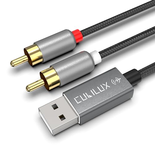 Cubilux USB to RCA Audio Cable with 384KHz/24-bit DAC, USB A Male to 2 Male RCA Stereo AUX Cord, 2RCA Auxilary Cable for Laptop, PC, Computer, 6 Feet - color: USB A, G, size: 6 Feet