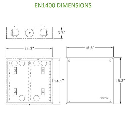 Legrand - OnQ 14 Inch Cable Management, In-Wall 20-Gauge Media Box, Structured Wiring Enclosure with 2.5 Inch Openings for Wires, Glossy White, EN1400