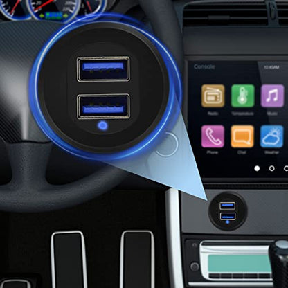Double Port USB 3.0 Car Mount Flush Cable Dashboard Panel with LED - style: Dual Port 1ft