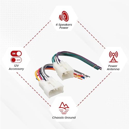 RED WOLF Radio Wiring Harness Connector Select for Toyota Camry Corolla Prius RAV4 1987-2019 Mount Aftermarket Car Stereo Wire Cable Plug