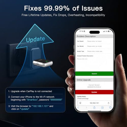 Ultra Mini Wireless CarPlay & Android Auto Adapter,Plug & Play,No Lag