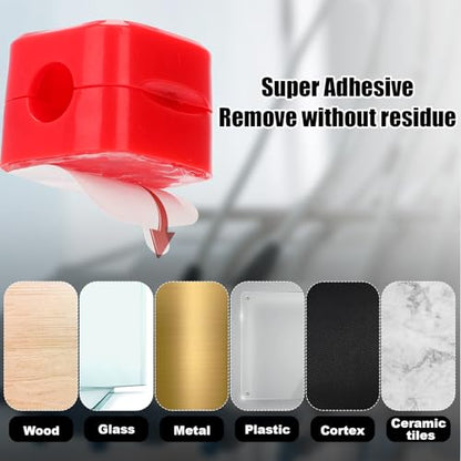6pcs Phone Charger Wire Holders, Magnetic Desk Cable Clips Self Adhesive Desk Cable Cord Organizer Wire Manager Keeper for Home Office Kitchen Wall Car Desk (Red)