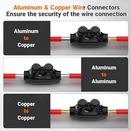 Joinfworld 2 Port Inline Splice Connector 2-14 AWG Aluminum to Copper Wire Connectors Insulated Wire Connectors Inline Splice Connector with 5/32" Slotted Allen Hex - 6 Pack - size: 2-14 AWG