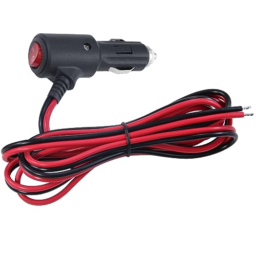 12V Cigarette Lighter Plug with On Off Switch - 6FT 16AWG Fused 15amp Male Plug Cigarette Lighter Replacement with Led Lights,12V Cigarette Lighter with Lead for Car Cooler,Cb Radio, Air Compressor - size: 6FT