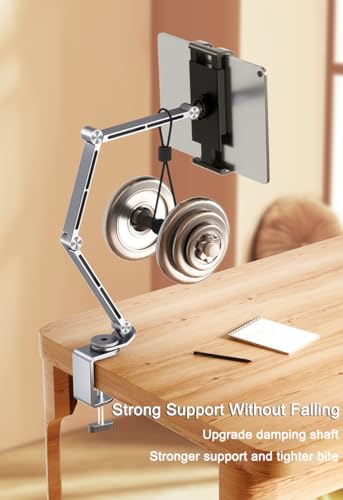 Rotatable Holder Stand Tablet Holder Multi-Angle Design Phone Clip Swivel Mount Desktop Aluminum Alloy Cantilever Bed Desk Home Live Folding Bracket Compatible with 4"-13" Phone Tablet (Gray) - color: Gray