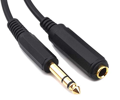 6.35mm 1/4" inch TRS Plug Male to 1/4 Female Headphone Guitar Extension Cable Cord, Gold Plated Audio Cable Stereo Extender, 6 feet (1.8 M) - color: Black 1.8M/6FT
