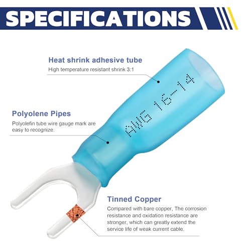 haisstronica 210PCS Heat Shrink Fork Terminals, 22-10 AWG, #8/#10, 3Colors - style: 210PCS Kit