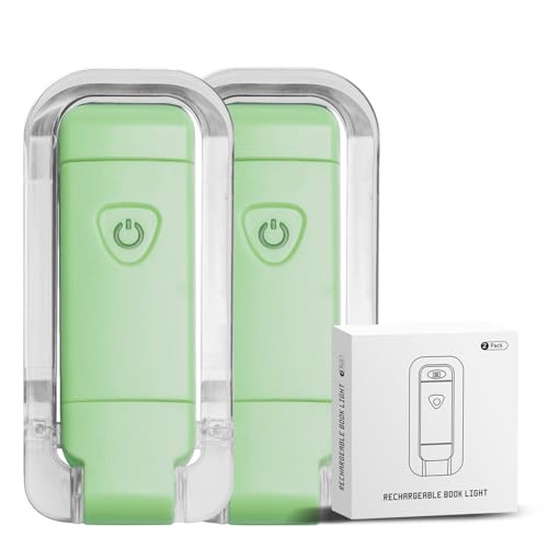 EGWASER Book Light for Reading in Bed, USB Rechargeable Clip on Book Lights, 3 Brightness Adjustable Dimmable Bookmark Light for Eye-Protection, Reading Lamp for Bookworms, Travel (2-Pack Green) - color: 2-Pack Green