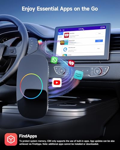 Wireless Carplay Adapter - Magic AI Box CarPlay Android Auto Wireless, Dual Wi-Fi & BT USB Playback, AI-Powered, OTA, Video Box for YouTube, Netflix, CB4CT-BK - color: Piano Black