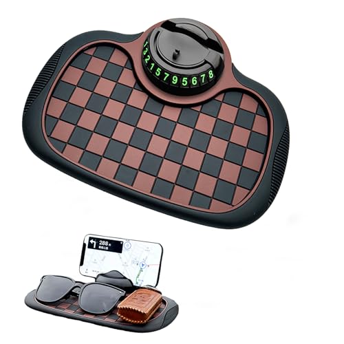 Anti Slip Car Mat Phone Holder,Anti Slip Phone Mat for Car,360° Rotatable - color: Black and Brown