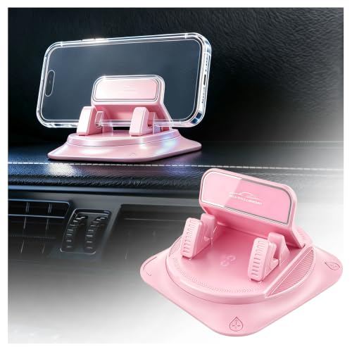 Car Dashboard Phone Holder 360° Rotatable,Portable Anti-Slip Car Phone Holder Horizontal & Vertical Place,Strong Self-Adhesive Dashboard Cell Phones Holders Cars Accessories (Pink) - color: Square Surface/Pink