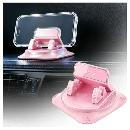 Car Dashboard Phone Holder 360° Rotatable,Portable Anti-Slip Car Phone Holder Horizontal & Vertical Place,Strong Self-Adhesive Dashboard Cell Phones Holders Cars Accessories (Pink) - color: Square Surface/Pink