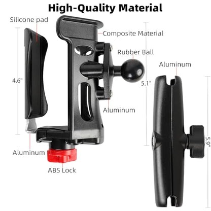 1" Ball Cup Holder with 5.91" Double Socket Arm, Water Bottle Holder 2.36-3.54" Universal Size Drink Holder Cage Fits RAM Mounts & Motorcycle/Bike 1" Ball Handlebar Mount - size: Cup Holder with 5.91" Arm