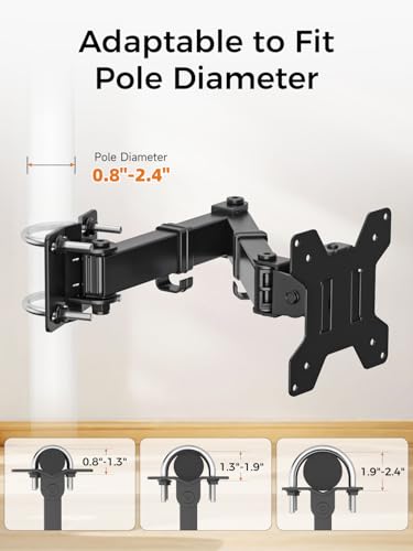 suptek Single Monitor Arm for Desk Mount Stand,Adjustable Monitor Arm for 13 to 32 inch Screen,Load Capacity 22lbs, Pole Adjustable Supports 0.8-2.4 Inch, VESA 75/100mm Black(MD6DBG) - size: Adjustable Pole Monitor Arm