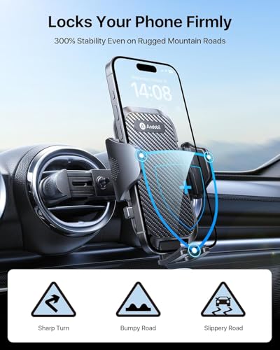 andobil Universal Car Phone Holder [Round Vent Friendly] Phone Mount for Car Circle Vent, Sturdy Clip 360° Rotation Cell Phone Car Holder Mount for Ford Mercedes Benz Toyota BMW fit iPhone Samsung - color: Black