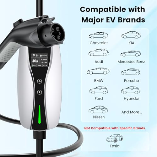SEGUMA Level 2 EV Charger, 40A Wi-Fi/App ETL Certified for J1772 BEVs/PHEVs - color: Silver