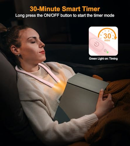 Gritin Book Light, Eye Caring 4-Color&5-Brightness Neck Light Reading Light - color: Pink, size: Upgraded