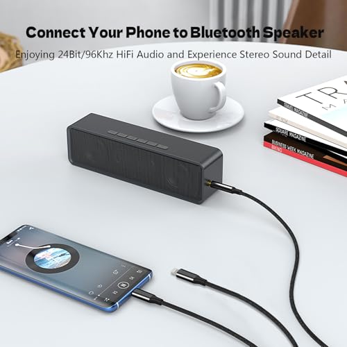 Aux Audio Cable for iPhone, 2 in 1 USB C to 3.5mm Aux Audio Lightning to 3.5mm Audio Cable Fit with iPhone 16 15 Plus/14/13/12/11/XR, Galaxy S24/S23/S22, Pixel 8/7/6/5, iPad to Car Stereo Speaker 4FT - color: Black