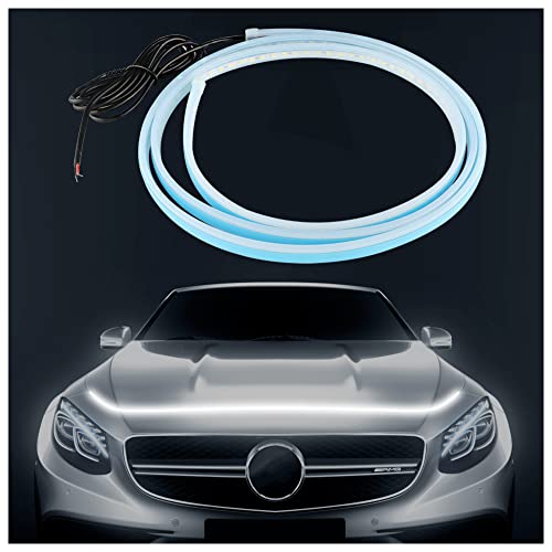 59" Flexible Car LED Hood Light Strip,High Brightness DIY Car Hood Light Strip for Daytime Running Lights,Universal Cars Hoods LED Lights Strips Cars Accessories Exterior (White/59inch)