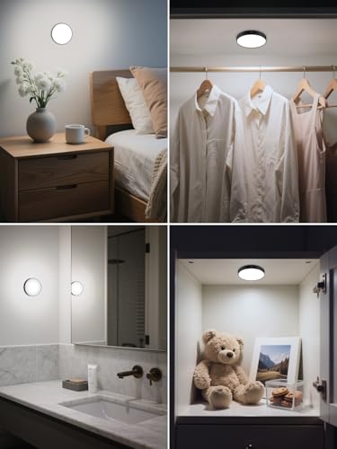 WILLED Tap Light Rechargeable, 6000K Dimmable Touch Light Buit-in 1000mAh Large Battery, Stick on Closet Light, Portable LED Puck Night Lights for Cabinet, Wardrobe, Counter, Kitchen, Bedroom (2 Pack) - color: Black