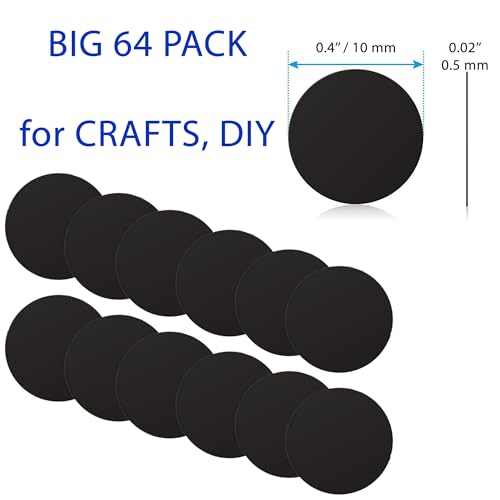 Cell Phone Metal Stickers 0.4 inch for Magnetic Car Mount. Replacement Set of 64 Mini Magnet Metal Plates. Silver Car Sticky Small Round Iron Discs with 3M Adhesive Backing for Case, DIY, Crafts. - color: Round 0.4" [64 Pack]