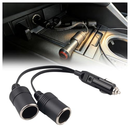 12V 1 to 2 Car Cigarette Lighter Adapter with 2 Sockets,18AWG Car Cigarette Lighter Splitter with 15A Fuse,Universal Dual Cigarettes Lighters Adapters for Cars 12V Splitter