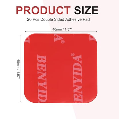 20 Pcs Double Sided Adhesive Pads, 1.57 x 1.57 Inch Dash Cam Sticky Pads Self-Adhesive Square Mounting Foam Tape Waterproof & Heat Resistant for Car Walls Picture Home Decor, Red - size: 1.57 x 1.57 Inch
