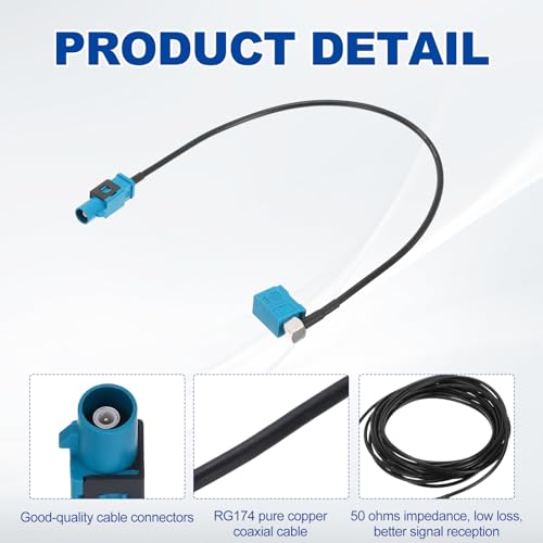 uxcell 2Pcs Antenna Extension Cable, 1ft/0.3meter Longer Fakra-Z Male to Right Angle Fakra-Z Female RF Coax Cable for Car Stereo Head Unit GPS Navigation FM AM Radio RG174 - size: 1ft/0.30m