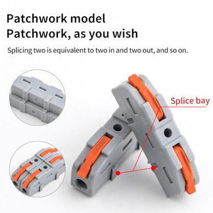 50Pcs Lever Type Wire nut connectors Compact PA66 Splicing Terminal Blocks Suitable for Tool-Free Quick Connections in Household Industrial Control and Automotive Wiring