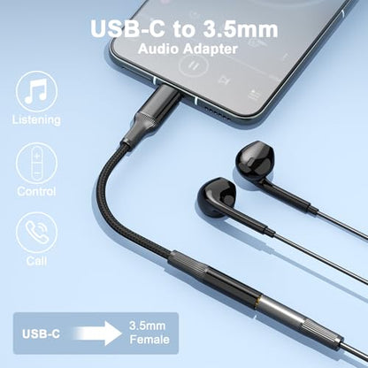 YANZIE USB C to 3.5mm Audio Adapter 2-Pack, Aux Headphone Jack Dongle