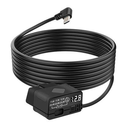GELRHONR OBD Hardwire Kit, OBD2 to Right Angle USB C Power Adapter Cable for Dash Camera with LED Display and Low Voltage Protection, 12-30V to 5V/3A 24 Hours Surveillance and Acc 2 Mode,11.5FT