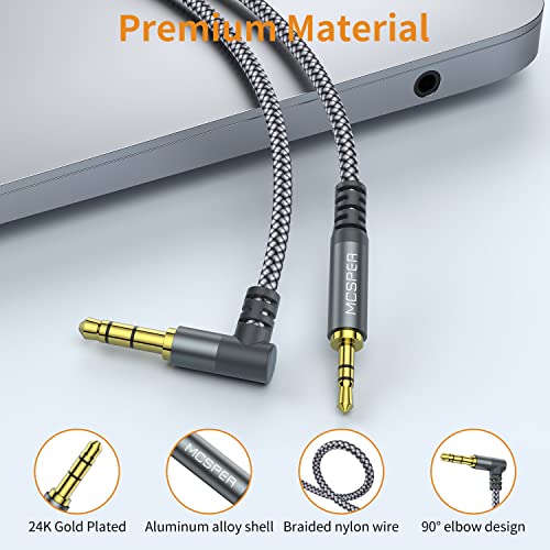3.5mm to 2.5mm Aux Audio Cable (6.6FT), 90 Degree Right Cord Compatible with Bose 700 QuietComfort QC45 QC35II QC35 QC25 Noise Cancelling Headphones, JBL E45BT E55BT E65BTNC Bluetooth Earphone(Grey) - size: 1-Pack
