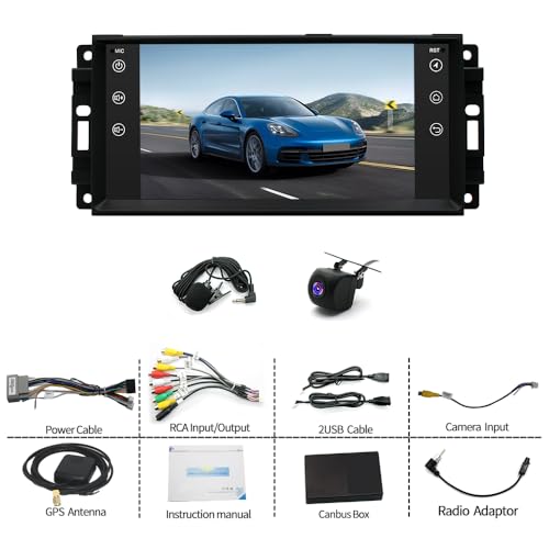 PHEZEN 7 inch Touchscreen Car Stereo for Dodge Dakota 2005-2011, Android 13 Double Din Car Radio with Carplay & Android Auto in-Dash Navigation BT Mirror Link WiFi Backup Camera 4+64G - style: 4+64GB
