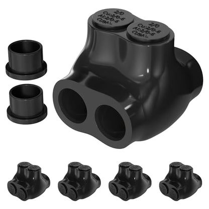 DaierTek Insulated Multi Tap Connector, 2/0-6 AWG Wire Connectors, 2 Ports Dual Side Entry Aluminum to Copper Wire Connectors with Slotted Allen Hex, Electrical Connectors, Wire Tap, 5 Pack - size: Dual Side 2/0-6 AWG-5PCS