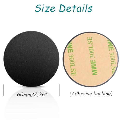 Universal Replacement Metal Plates Set, 20 Pack Mount Metal Plate with Adhesive for Phone Car Mount Holder Cradle, Black Round Iron Stickers Compatible with Magnetic Mounts, 60 mm - color: Black, size: Round 60mm-20p