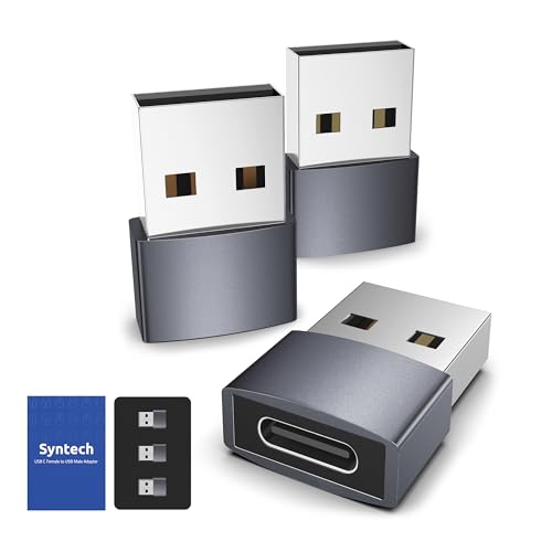 Syntech USB C to USB Adapter 3-Pack, Female to Male Converter, Aluminum - color: Space Gray