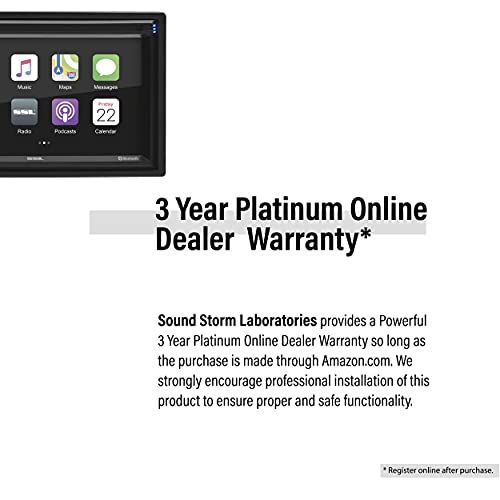 Sound Storm Laboratories DDCP62-R Apple CarPlay Car Multimedia Player - Double-Din, 6.2 Inch Capacitive Touchscreen, Bluetooth, USB, SD, Aux AV in, No CD DVD, AM/FM, Backup Camera Included - style: 6.2 inch + Backup Camera