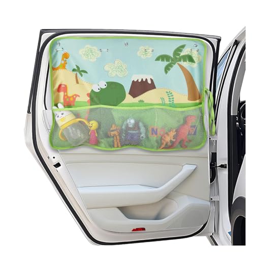 GLSOWEE Car Window Shade for Baby, Blackout Car Window Curtain, Dinosaurs - color: Green-Dinosaurs