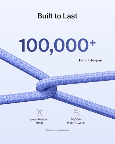 Belkin USB C to USB C 60W Braided Cable 2 Pack, 9.9ft iPhone Charger Cord - color: Blue, style: 9.9 ft - 2 pack