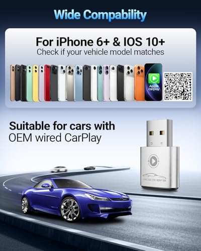 Wireless CarPlay Adapter for Apple iPhone 2026 Upgraded (Silver) - color: Silver