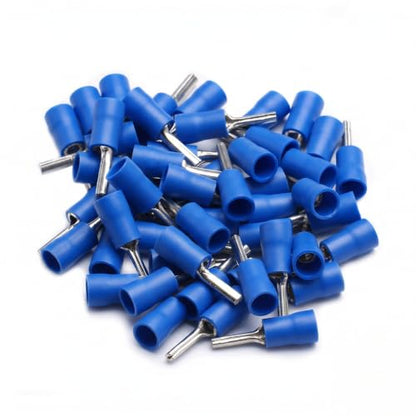 BAOMIAN 100-Pack 16-14 AWG Wire Pin Connectors, Blue Insulated Terminals - size: 16-14 AWG